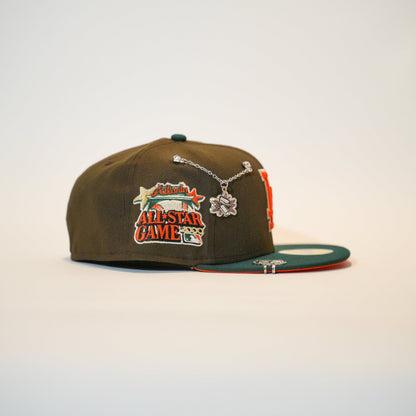 NEW ERA EXCLUSIVE 59FIFTY MOCHA/FOREST GREEN LOS ANGELES DODGERS W/ 2000 ALL STAR GAME SIDE PATCH