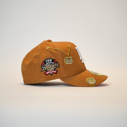 NEW ERA EXCLUSIVE 59FIFTY BRONZE LOS ANGELES DODGERS W/ 100TH ANNIVERSRAY SIDE PATCH