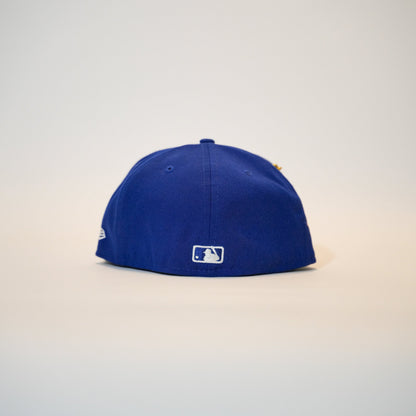NEW ERA EXCLUSIVE 59FIFTY BLUE LOS ANGELES DODGERS W/ OLIVE LOGO + 60TH ANNIVERSARY SIDE PATCH