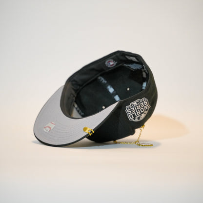 NEW ERA EXCLUSIVE 59FIFTY BLACK ATLANTA BRAVES W/ 2021 WORLD SERIES SIDE PATCH