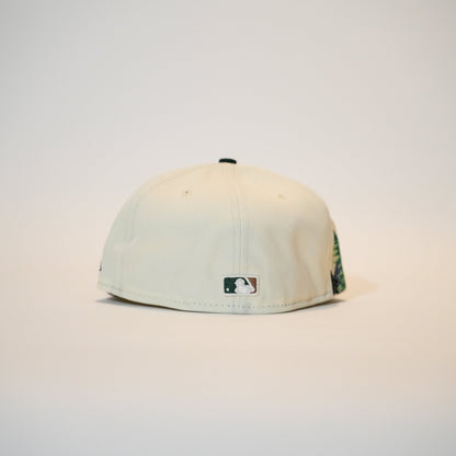 NEW ERA EXCLUSIVE 59FIFTY CHROME/FOREST GREEN ATLANTA BRAVES W/ PINE TREES