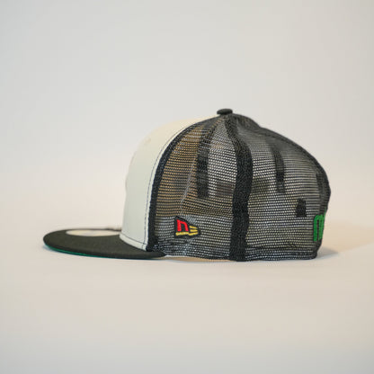 NEW ERA EXCLUSIVE 59FIFTY CHROME/ BLACK MEXICO "EL GALLO" MESHBACK W/ MEXICO FLAG SIDE PATCH