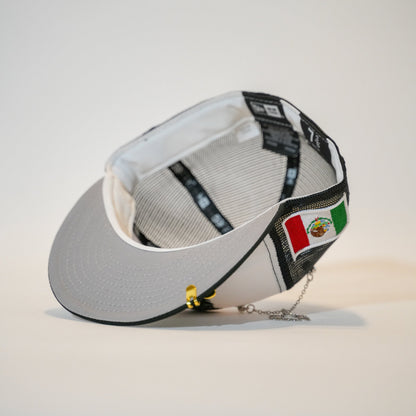 NEW ERA EXCLUSIVE 59FIFTY PEARL WHITE MEXICO "EL GALLO" MESHBACK W/ MEXICO FLAG SIDE PATCH