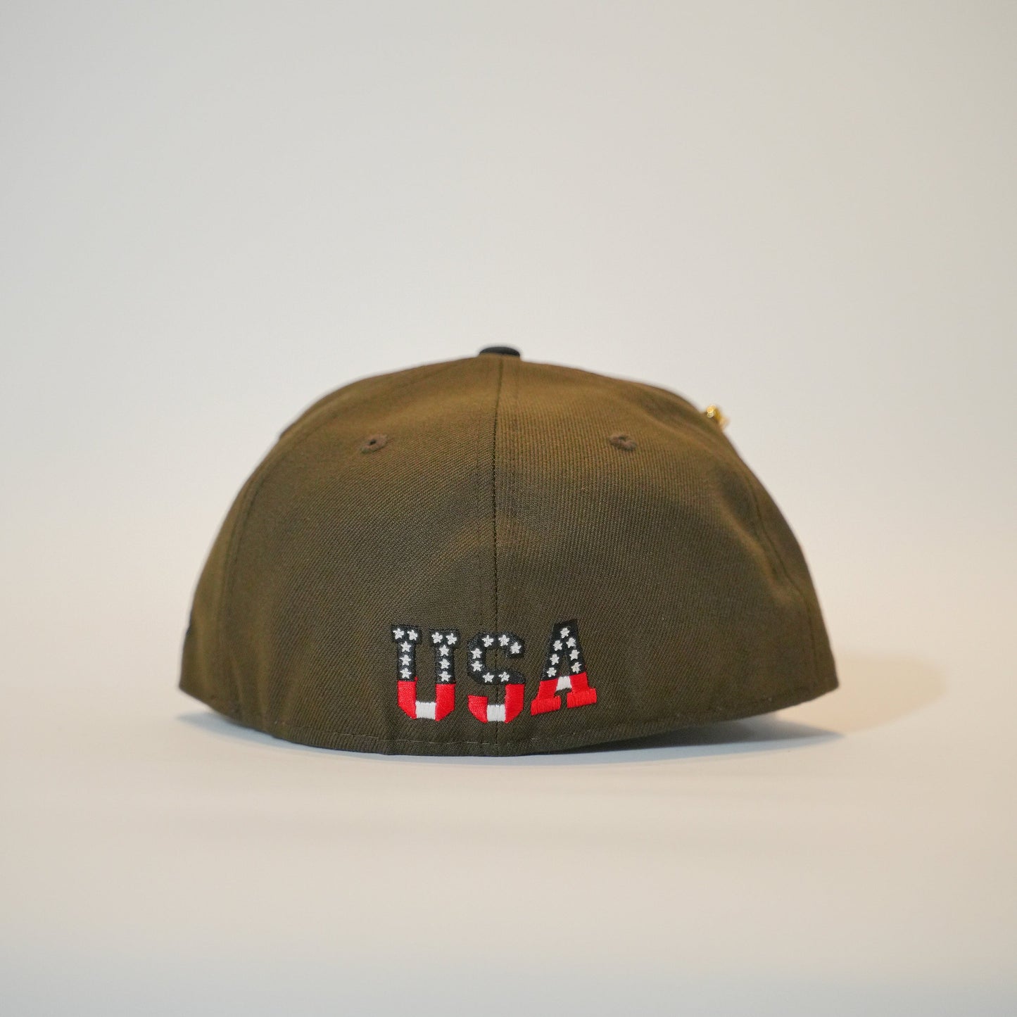 NEW ERA EXCLUSIVE 59FIFTY BROWN/ BLACK MEXICO "EL GALLO" W/ AMERICAN FLAG SIDE PATCH