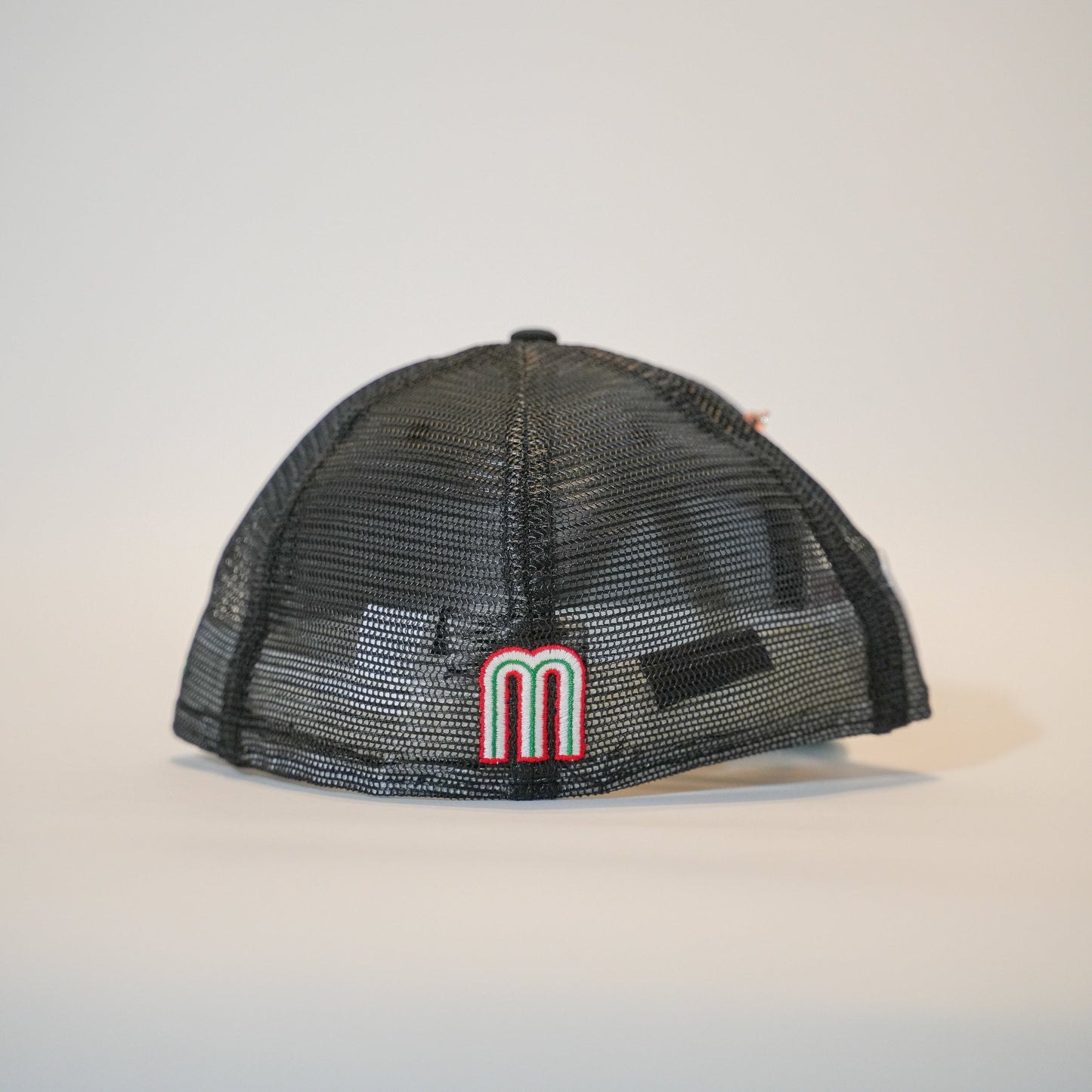 NEW ERA EXCLUSIVE 59FIFTY BLACK MEXICO "EL GALLO" MESHBACK W/ MEXICO FLAG SIDE PATCH