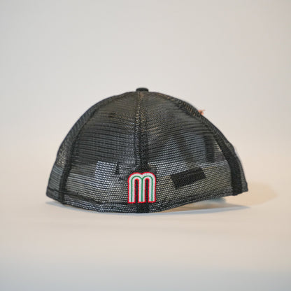 NEW ERA EXCLUSIVE 59FIFTY BLACK MEXICO "EL GALLO" MESHBACK W/ MEXICO FLAG SIDE PATCH