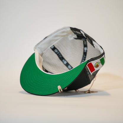 NEW ERA EXCLUSIVE 59FIFTY BLACK MEXICO "EL GALLO" MESHBACK W/ MEXICO FLAG SIDE PATCH