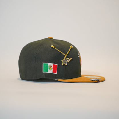 NEW ERA EXCLUSIVE 59FIFTY BLACK/ KHAKI MEXICO "EL GALLO" W/ MEXICO FLAG SIDE PATCH