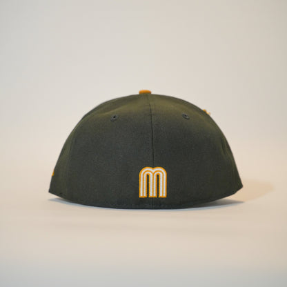 NEW ERA EXCLUSIVE 59FIFTY BLACK/ KHAKI MEXICO "EL GALLO" W/ MEXICO FLAG SIDE PATCH