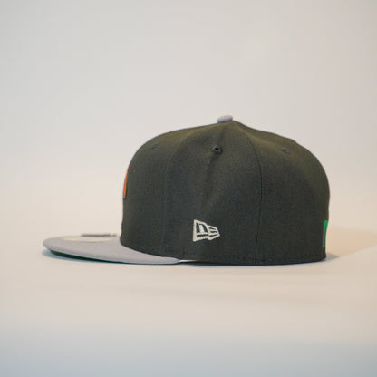NEW ERA EXCLUSIVE 59FIFTY BLACK/ GREY MEXICO "EL GALLO" W/ MEXICO FLAG SIDE PATCH