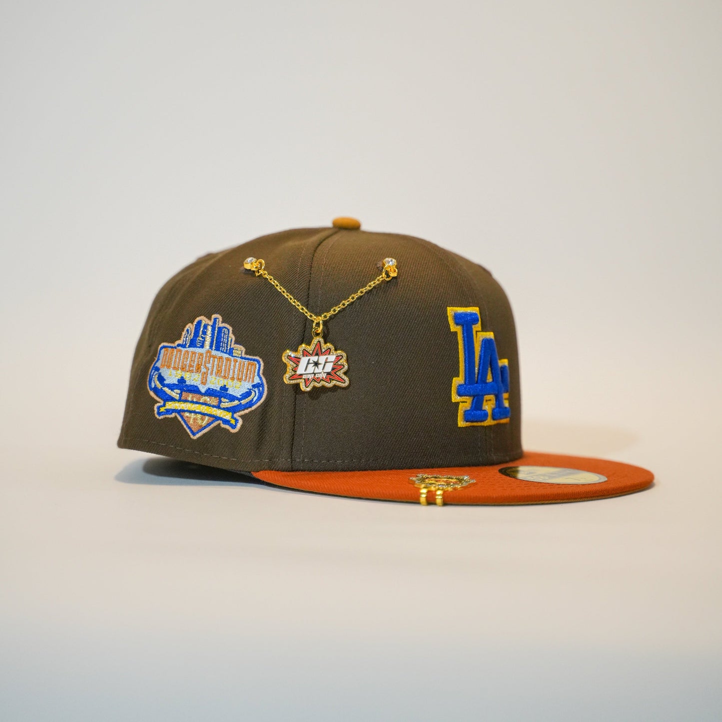 NEW ERA EXCLUSIVE 59FIFTY MOCHA/ ORANGE LOS ANGELES DODGERS W/ 40TH ANNIVERSARY SIDE PATCH