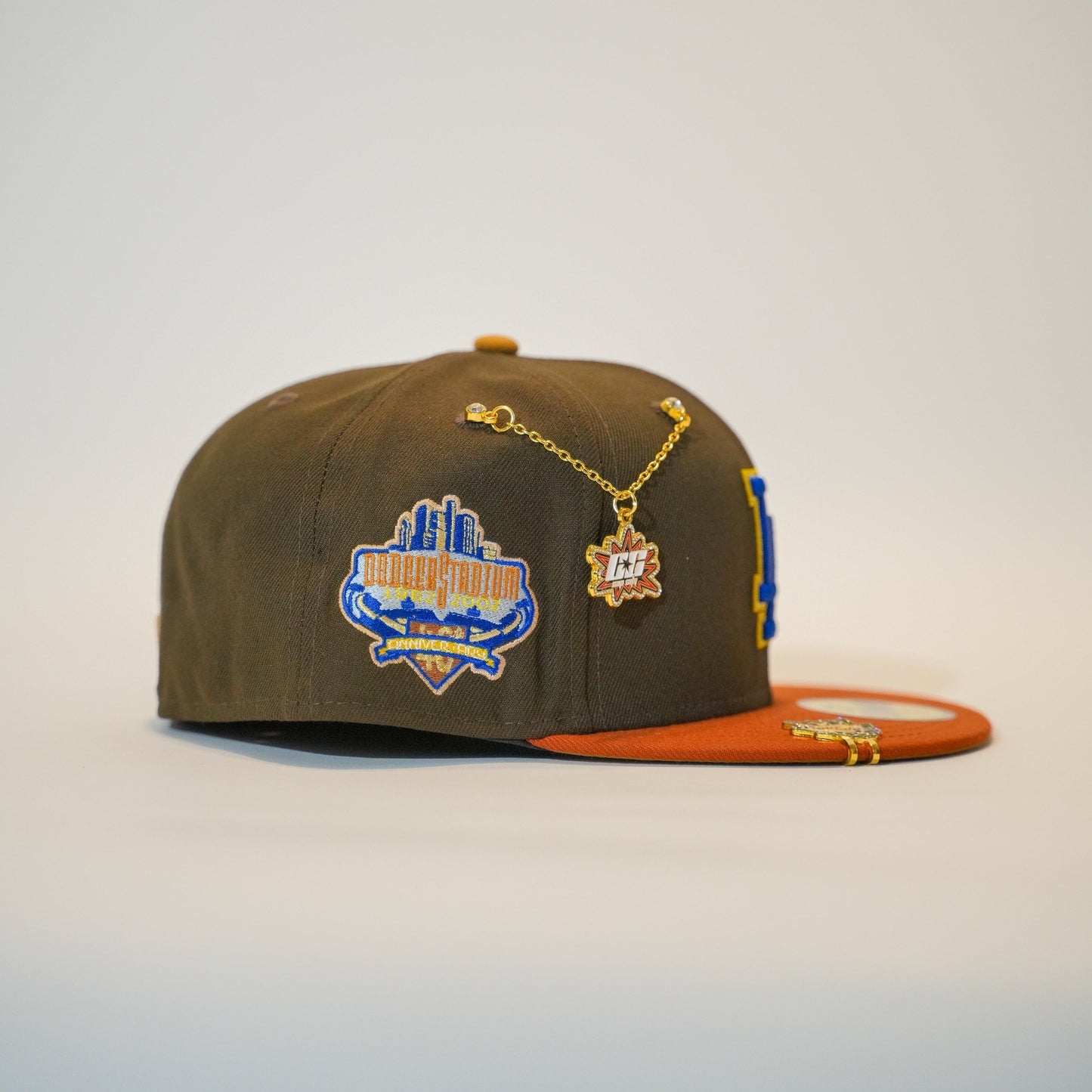 NEW ERA EXCLUSIVE 59FIFTY MOCHA/ ORANGE LOS ANGELES DODGERS W/ 40TH ANNIVERSARY SIDE PATCH