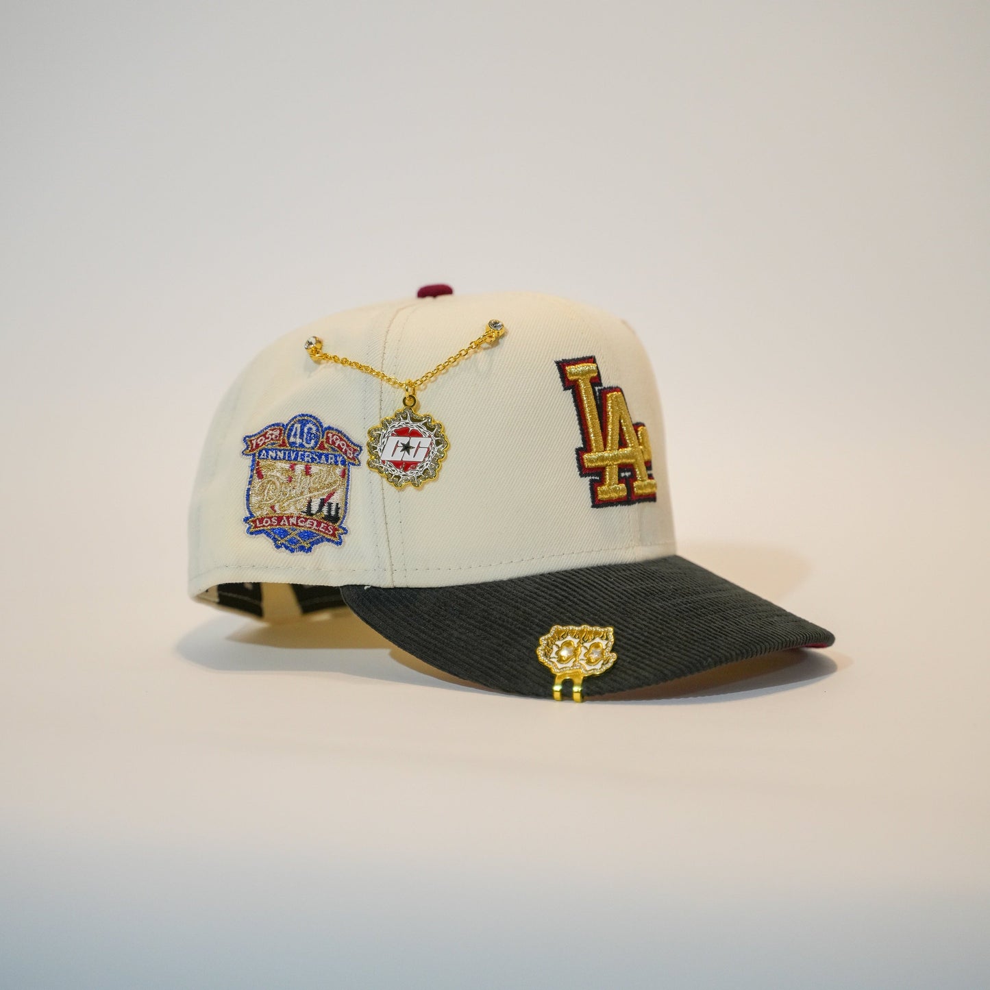 NEW ERA 59FIFTY CHROME/CORDUROY LOS ANGELES DODGERS W/ 40TH ANNIVERSARY SIDE PATCH