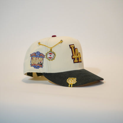 NEW ERA 59FIFTY CHROME/CORDUROY LOS ANGELES DODGERS W/ 40TH ANNIVERSARY SIDE PATCH