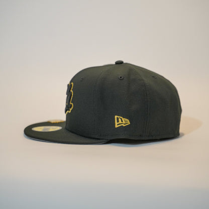 NEW ERA EXCLUSIVE 59FIFTY BLACK CHARROS DE JALISCO W/ MEXICO FLAG SIDE PATCH