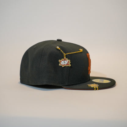 NEW ERA EXCLUSIVE 59FIFTY BLACK LOS ANGELES DODGERS W/RUST LOGO