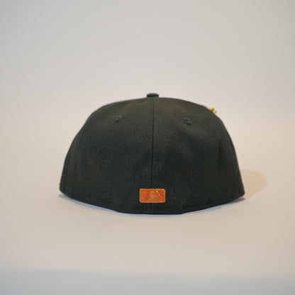 NEW ERA EXCLUSIVE 59FIFTY BLACK LOS ANGELES DODGERS W/RUST LOGO