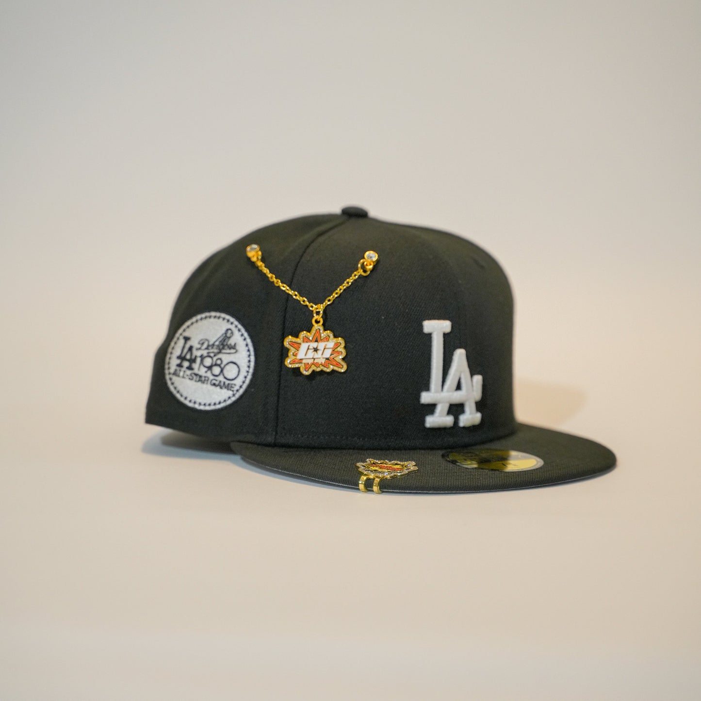 NEW ERA EXCLUSIVE 59FIFTY BLACK LOS ANGELES DODGERS W/ 1980 ALL STAR GAME SIDE PATCH