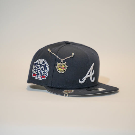 NEW ERA EXCLUSIVE 9FIFTY NAVY ATLANTA BRAVES SNAPBACK W/ 2021 WORLD SERIES SIDE PATCH