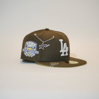 NEW ERA EXCLUSIVE 59FIFTY BROWN LOS ANGELES DODGERS W/ 50TH ANNIVERSARY SIDE PATCH