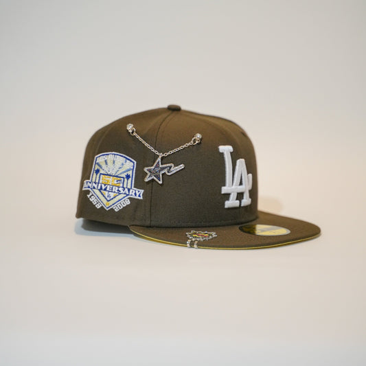 NEW ERA EXCLUSIVE 59FIFTY BROWN LOS ANGELES DODGERS W/ 50TH ANNIVERSARY SIDE PATCH