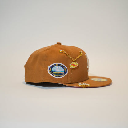 NEW ERA EXCLUSIVE 59FIFTY BRONZE LOS ANGELES DODGERS W/ 50TH ANNIVERSRAY SIDE PATCH