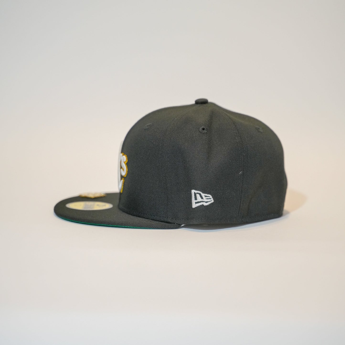 NEW ERA EXCLUSIVE 59FIFTY BLACK OAKLAND ATHLETICS W/ 50TH ANNIVERSARY SIDE PATCH