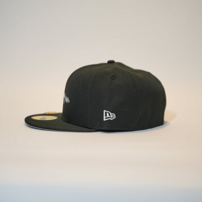 NEW ERA EXCLUSIVE 59FIFTY BLACK BALTIMORE ORIOLES W/ 25TH ANNIVERSARY SIDE PATCH