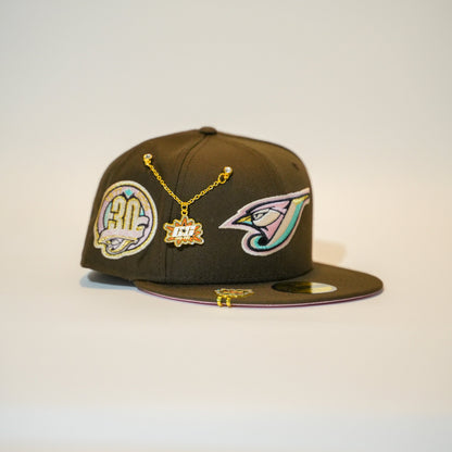 NEW ERA EXCLUSIVE 59FIFTY BROWN TORONTO BLUE JAYS W/ 30TH ANNIVERSARY SIDE PATCH