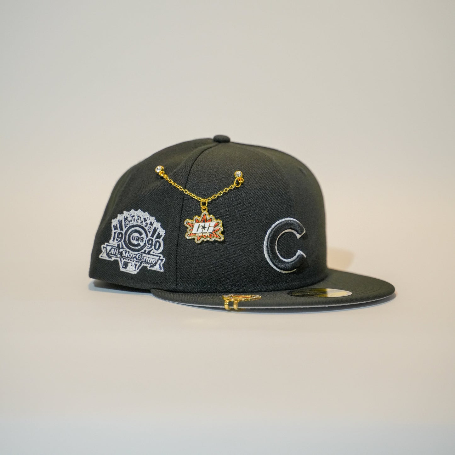 NEW ERA EXCLUSIVE 59FIFTY BLACK CHICAGO CUBS W/ 1990 ALL STAR GAME SIDE PATCH
