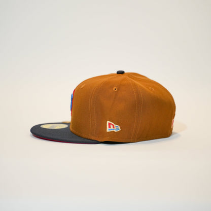 NEW ERA EXCLUSIVE 59FIFTY DARK TAN/NAVY CHICAGO CUBS W/ 1990 ALL STAR GAME SIDE PATCH