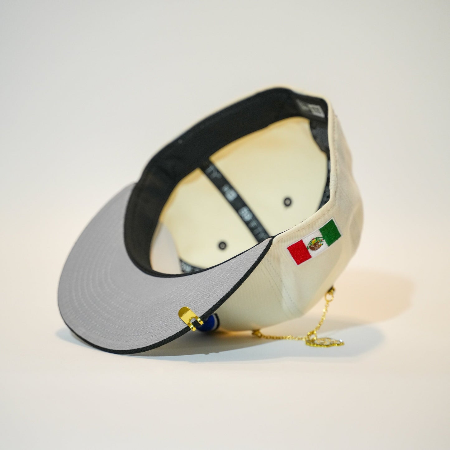 NEW ERA EXCLUSIVE 59FIFTY CHROME/ BLACK CHARROS DE JALISCO W/ MEXICO FLAG SIDE PATCH