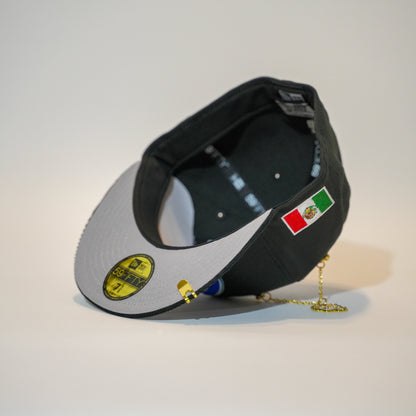 NEW ERA EXCLUSIVE 59FIFTY BLACK/ CORDUROY CHARROS DE JALISCO W/ MEXICO FLAG SIDE PATCH