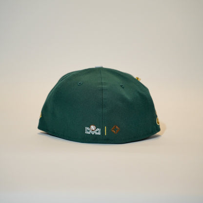 NEW ERA EXCLUSIVE 59FIFTY FOREST GREEN/ KHAKI CHARROS DE JALISCO W/ "JALISCO" SCRIPT SIDE PATCH