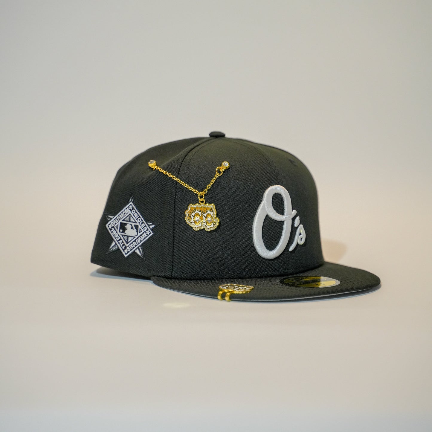 NEW ERA EXCLUSIVE 59FIFTY BLACK BALTIMORE ORIOLES W/ 1993 ALL STAR GAME SIDE PATCH