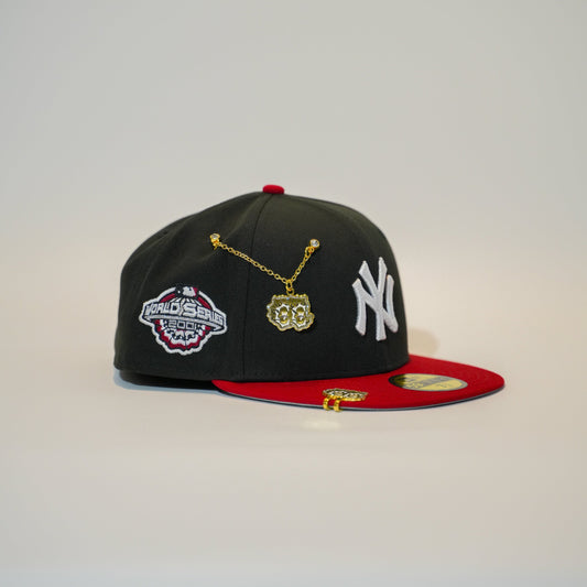 NEW ERA EXCLUSIVE 59FIFTY BLACK/RED NEW YORK YANKEES W/ 2001 WORLD SERIES SIDE PATCH