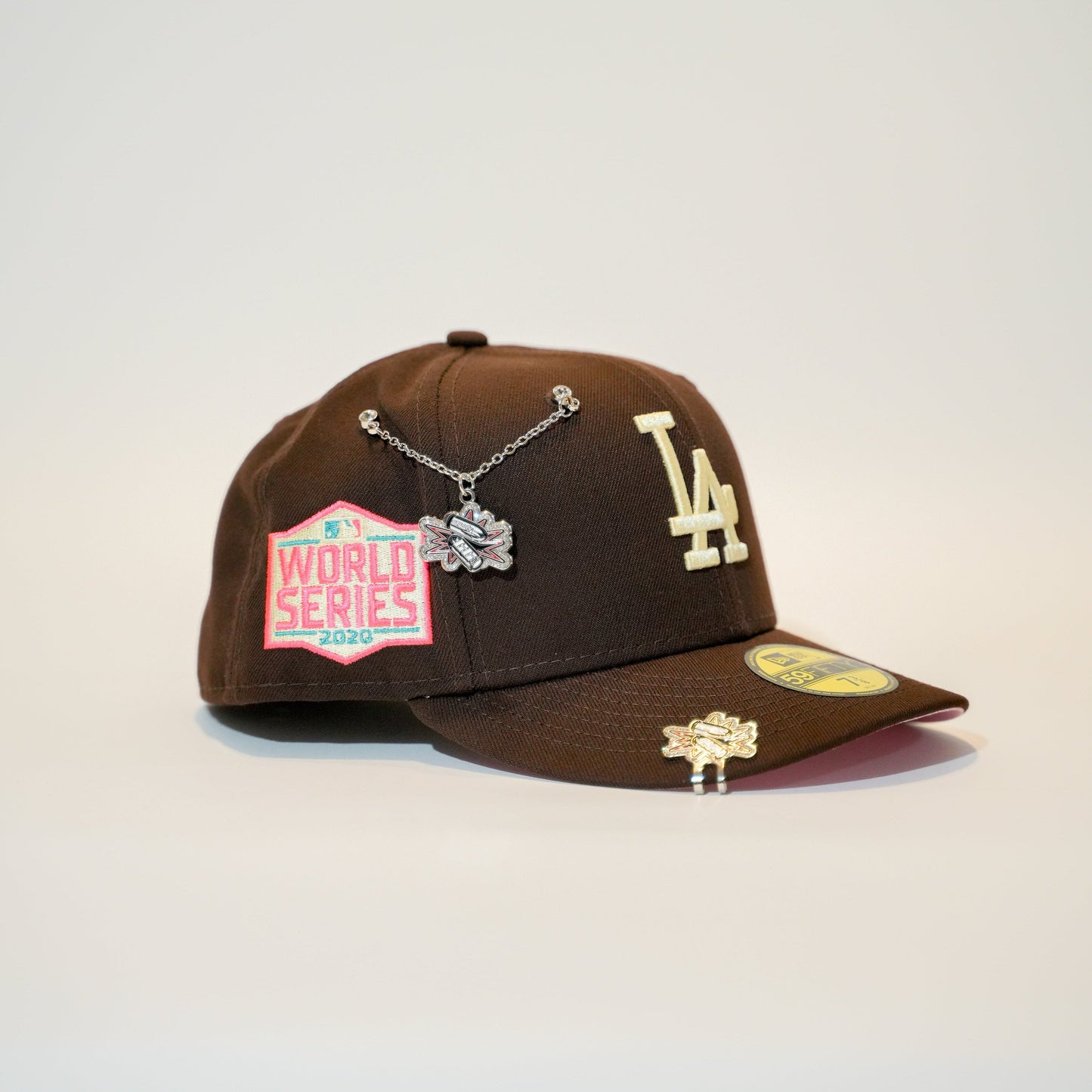 NEW ERA EXCLUSIVE 59FIFTY DARK BROWN LOS ANGELES DODGERS W/ 2020 WORLD SERIES SIDE PATCH