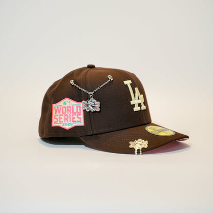 NEW ERA EXCLUSIVE 59FIFTY DARK BROWN LOS ANGELES DODGERS W/ 2020 WORLD SERIES SIDE PATCH