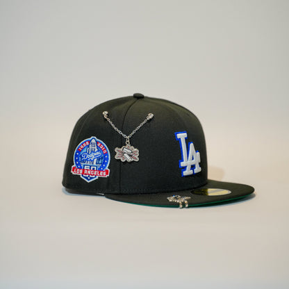 NEW ERA EXCLUSIVE 59FIFTY BLACK LOS ANGELES DODGERS W/ 60TH ANNIVERSARY SIDE PATCH