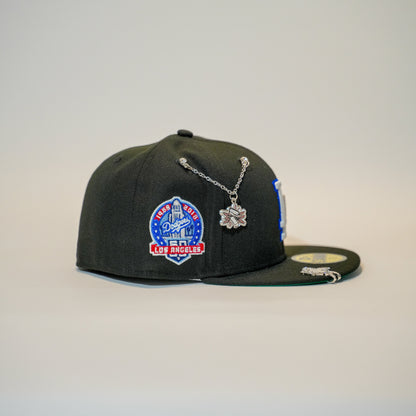 NEW ERA EXCLUSIVE 59FIFTY BLACK LOS ANGELES DODGERS W/ 60TH ANNIVERSARY SIDE PATCH