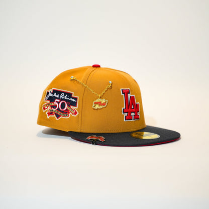 NEW ERA EXCLUSIVE 59FIFTY BRONZE/NAVY LOS ANGELES DODGERS W/ JACKIE ROBINSON SIDE PATCH