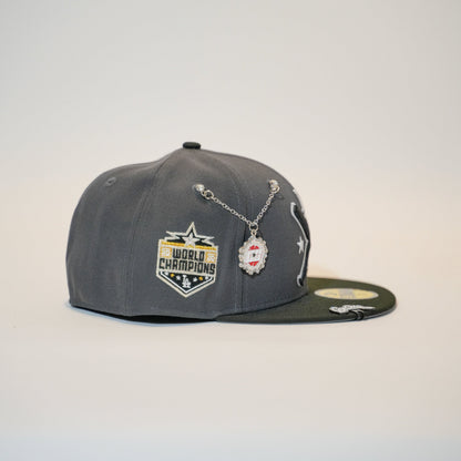 NEW ERA EXCLUSIVE 59FIFTY GREY/BLACK LOS ANGELES DODGERS W/ 2020 WORLD CHAMPIONS SIDE PATCH