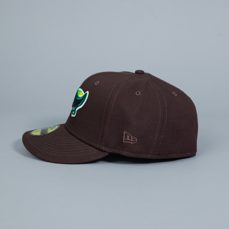 NEW ERA EXCLUSIVE 59FIFTY DARK BROWN TAMPA BAY DEVILRAYS W/ 1998 INAUGURAL SEASON SIDE PATCH