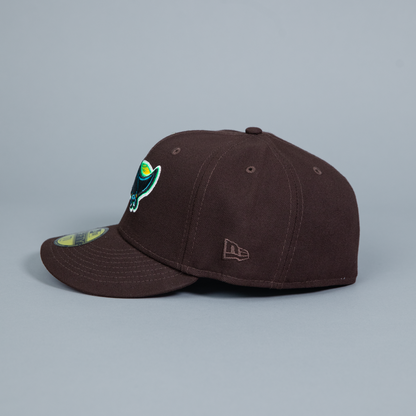 NEW ERA EXCLUSIVE 59FIFTY DARK BROWN TAMPA BAY DEVILRAYS W/ 1998 INAUGURAL SEASON SIDE PATCH