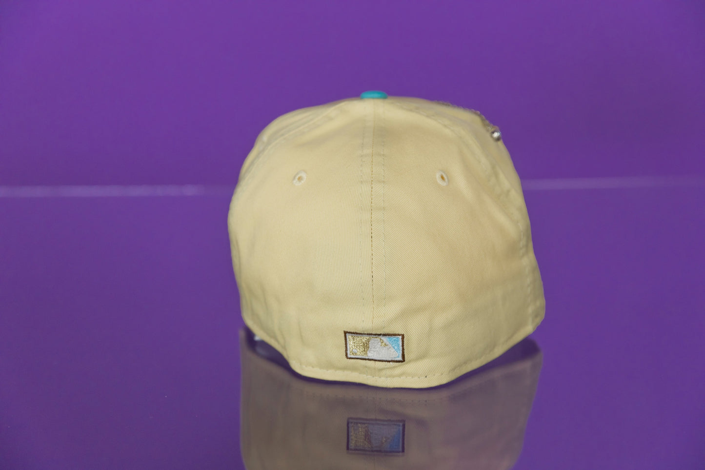 NEW ERA 59FIFTY VEGAS GOLD/LIGHT KHAKI ANAHEIM ANGELS W/ 50TH ANNIVERSARY SIDE PATCH