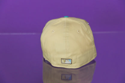 NEW ERA 59FIFTY VEGAS GOLD/LIGHT KHAKI ANAHEIM ANGELS W/ 50TH ANNIVERSARY SIDE PATCH