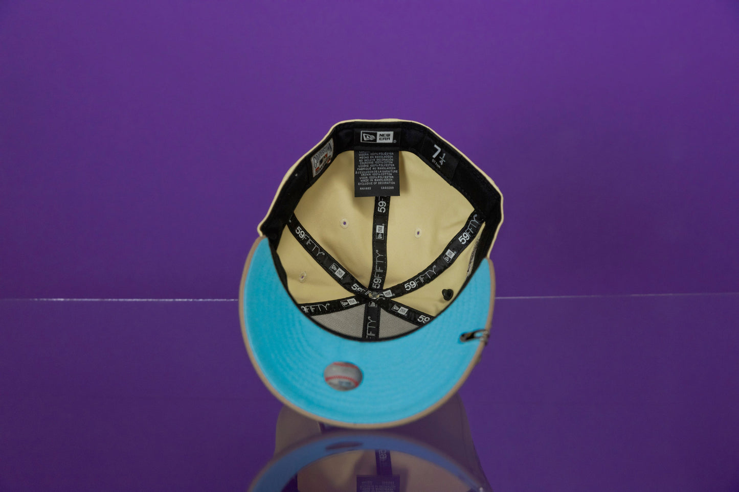 NEW ERA 59FIFTY VEGAS GOLD/LIGHT KHAKI ANAHEIM ANGELS W/ 50TH ANNIVERSARY SIDE PATCH