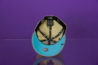 NEW ERA 59FIFTY VEGAS GOLD/LIGHT KHAKI ANAHEIM ANGELS W/ 50TH ANNIVERSARY SIDE PATCH