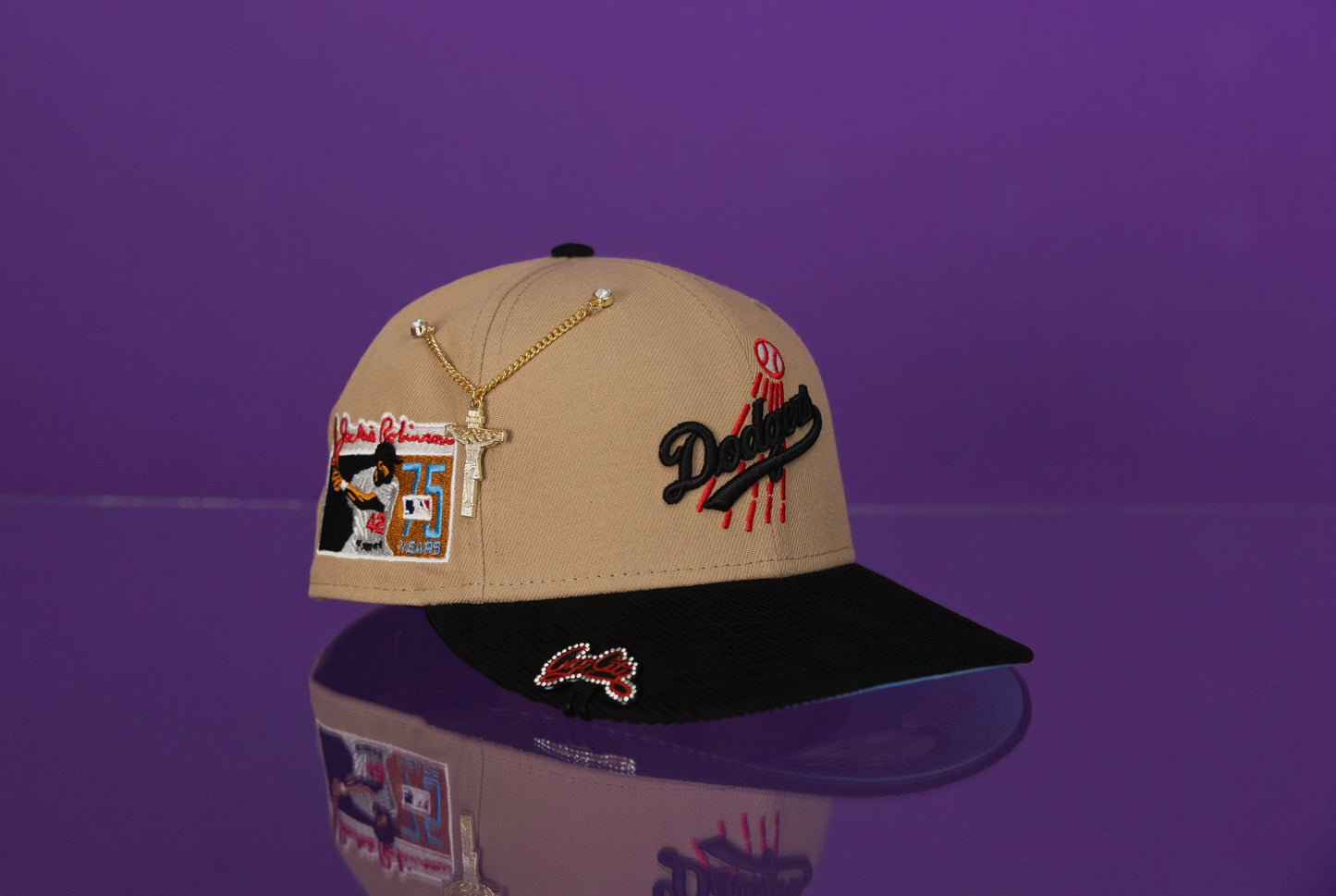 NEW ERA EXCLUSIVE 59FIFTY CAMEL BROWN/CORDUROY LOS ANGELES DODGERS W/ JACKIE ROBINSON SIDE PATCH