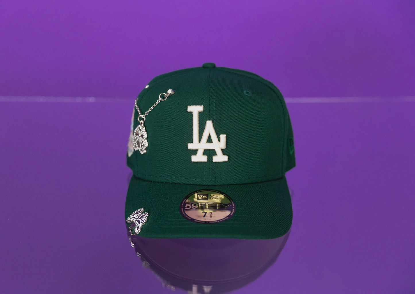 NEW ERA EXCLUSIVE 59FIFTY FOREST GREEN LOS ANGELES DODGERS W/ 60TH ANNIVERSARY SIDE PATCH